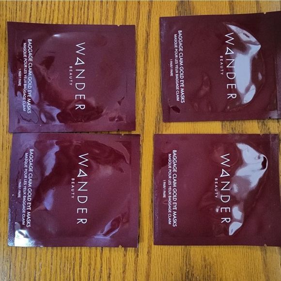 NIB WANDER BEAUTY BAGGAGE CLAIM GOLD EYE MASKS – 4 PAIRS - Picture 14 of 14